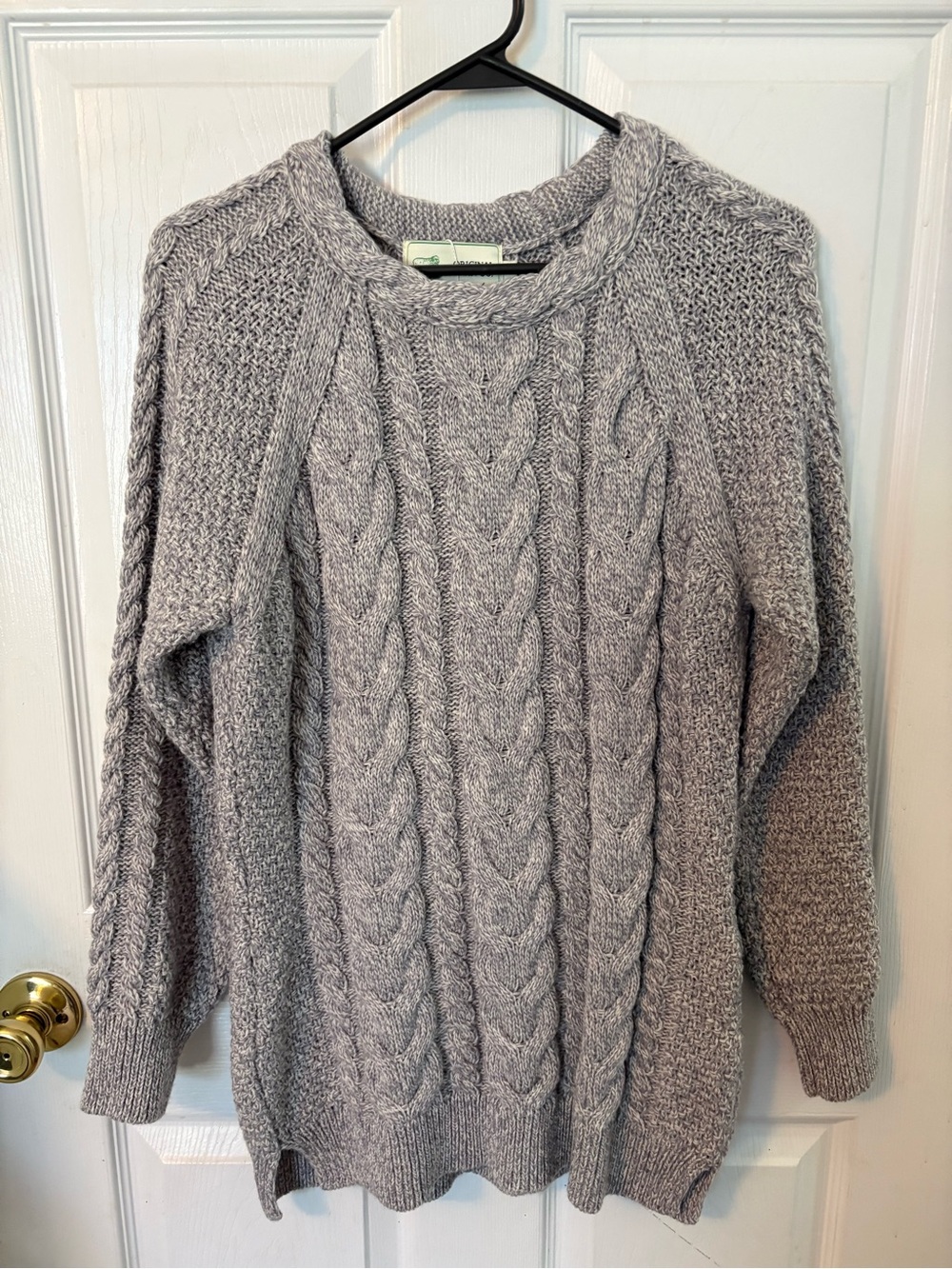 Original Aran Co. cashmere/merino wool cable knit sweater